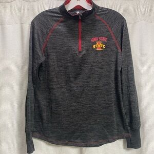 Colosseum Iowa State 1/4 zip SZ M space dye grey w thumbholes logo EUC Cyclones